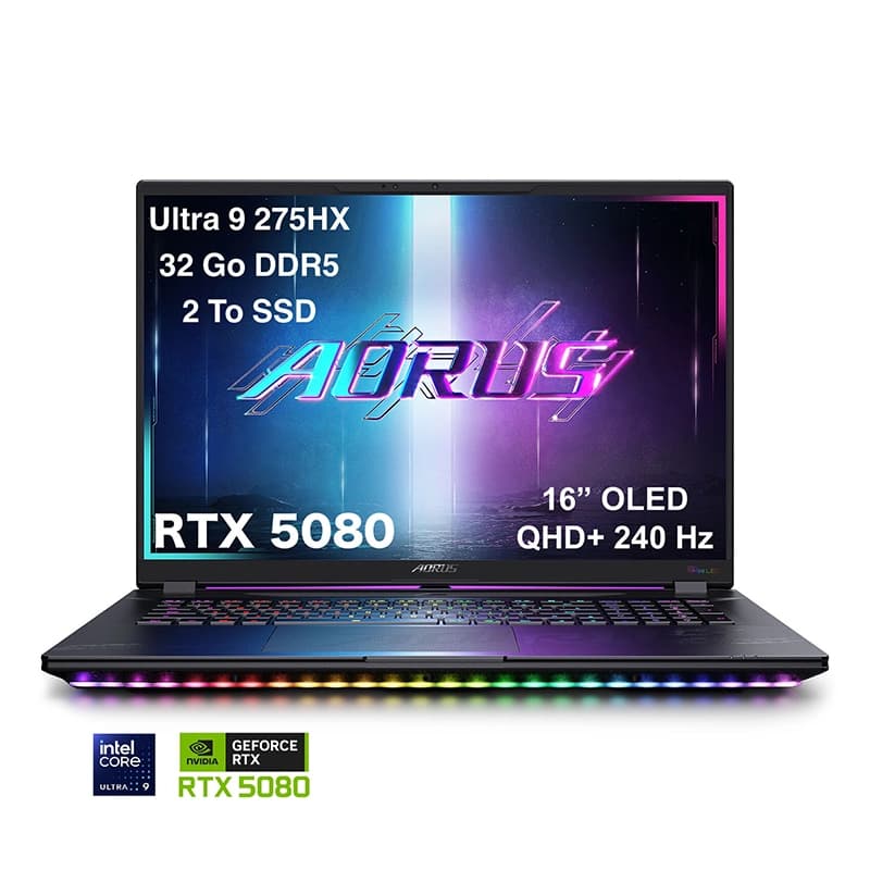 AORUS Master 16 Ultra 9 275HX / RTX 5080 / 16“ OLED QHD+ 240 Hz / 32 Go DDR5 / 1 To SSD /